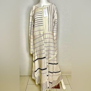 NEW Zara Woman Maxi Linen Fringe Dress, SZ L- LT7R